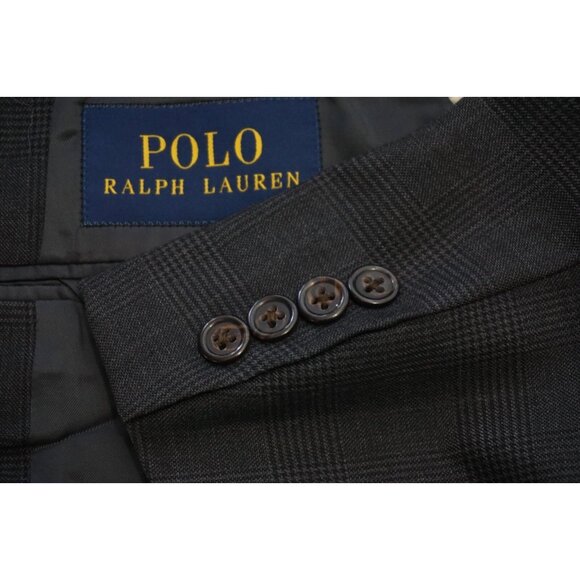 Polo Ralph Lauren Current Gray Plaid 100% Wool Sport Coat Jacket Sz 42L